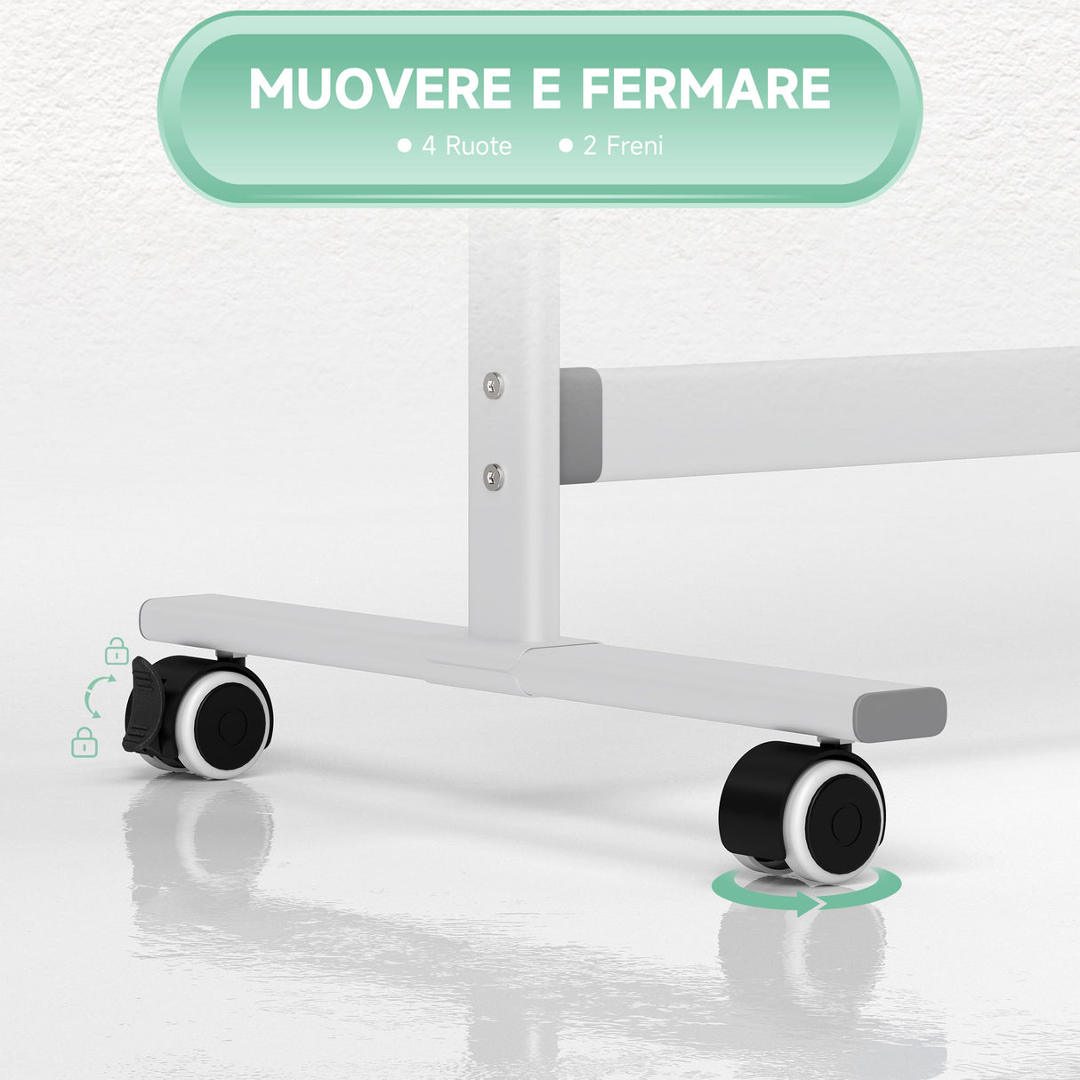 easycomfort easycomfort lavagna magnetica bianca a 2 facce con accessori e 4 ruote in alluminio e acciaio 127x50x165 cm