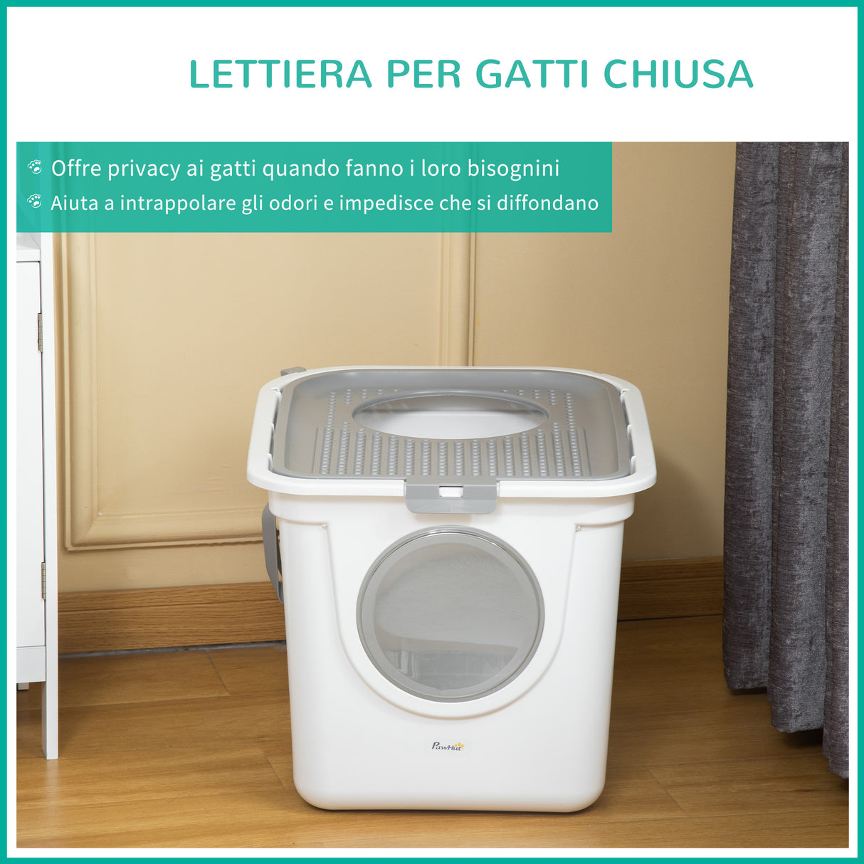 easycomfort easycomfort lettiera per gatti chiusa a 2 ingressi con vassoio e paletta in plastica pe 44x55x39 cm bianco