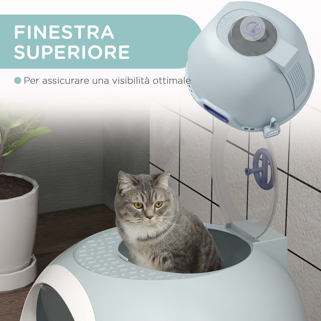easycomfort easycomfort lettiera per gatti chiusa con vassoio estraibile 2 ingressi e paletta 47x55x44 cm azzurro