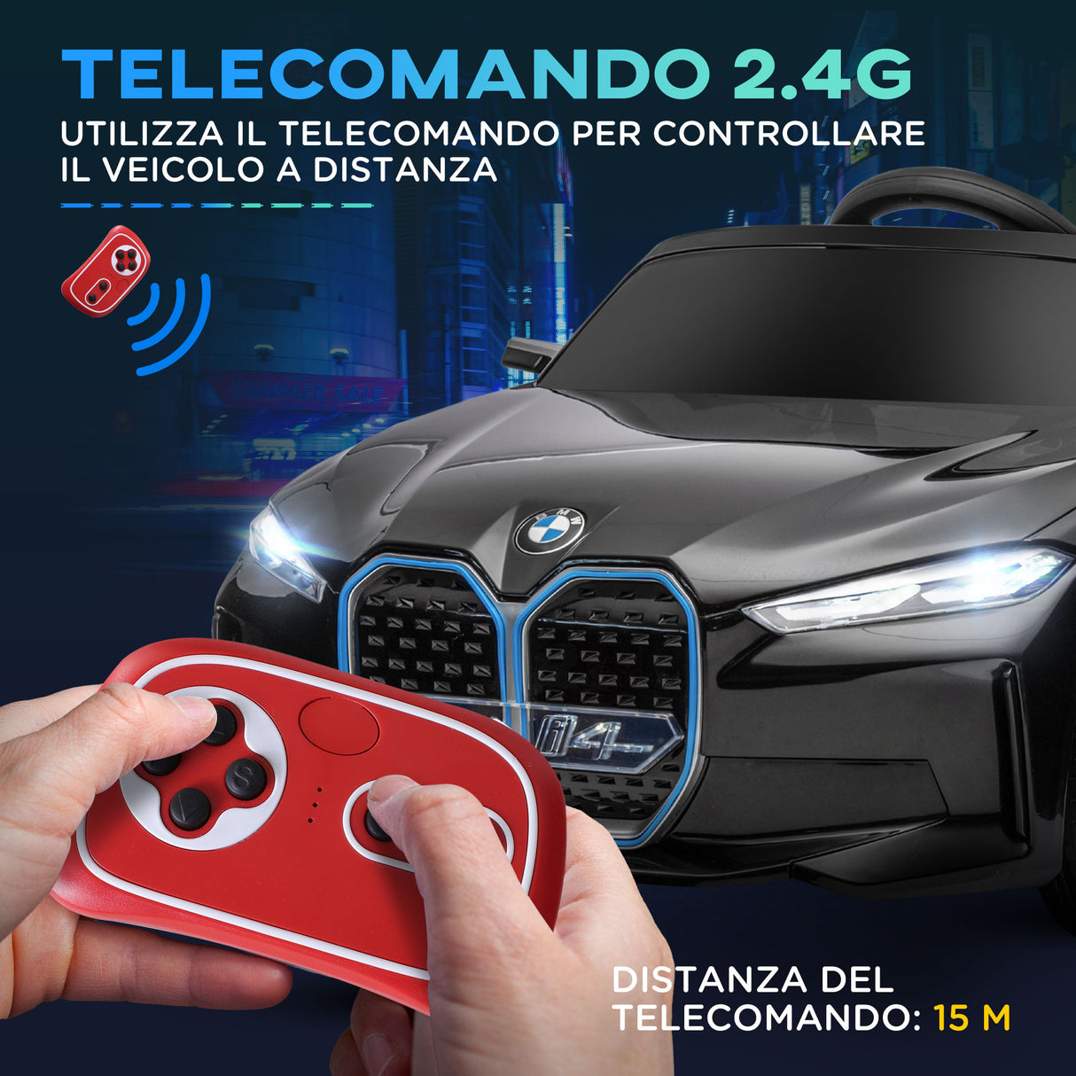 easycomfort easycomfort macchina elettrica per bambini 3 6 anni con licenza bmw con telecomando clacson e fari 115x67x45 cm nera