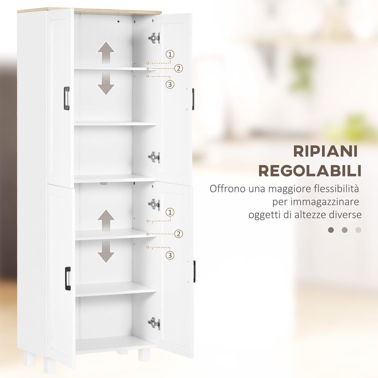 easycomfort easycomfort mobile dispensa da cucina in legno con 5 ripiani regolabili e 4 ante 60x30x170 5 cm bianco e color legno