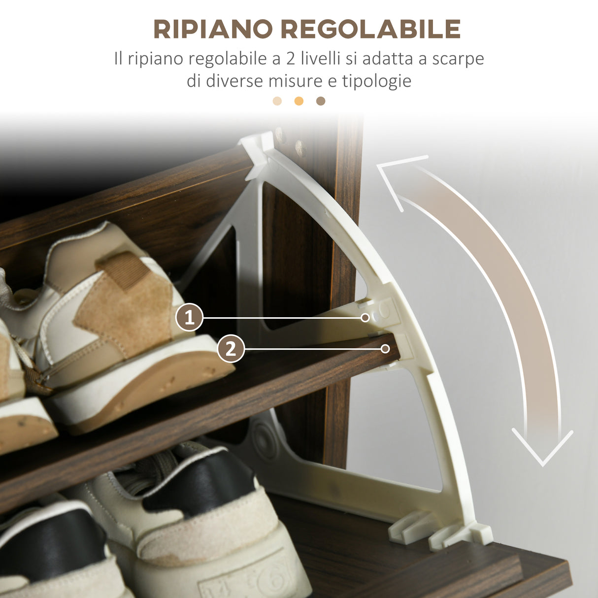 easycomfort easycomfort mobile scarpiera a 3 livelli con ripiani regolabili per 18 paia max in truciolato 63x24x117 cm