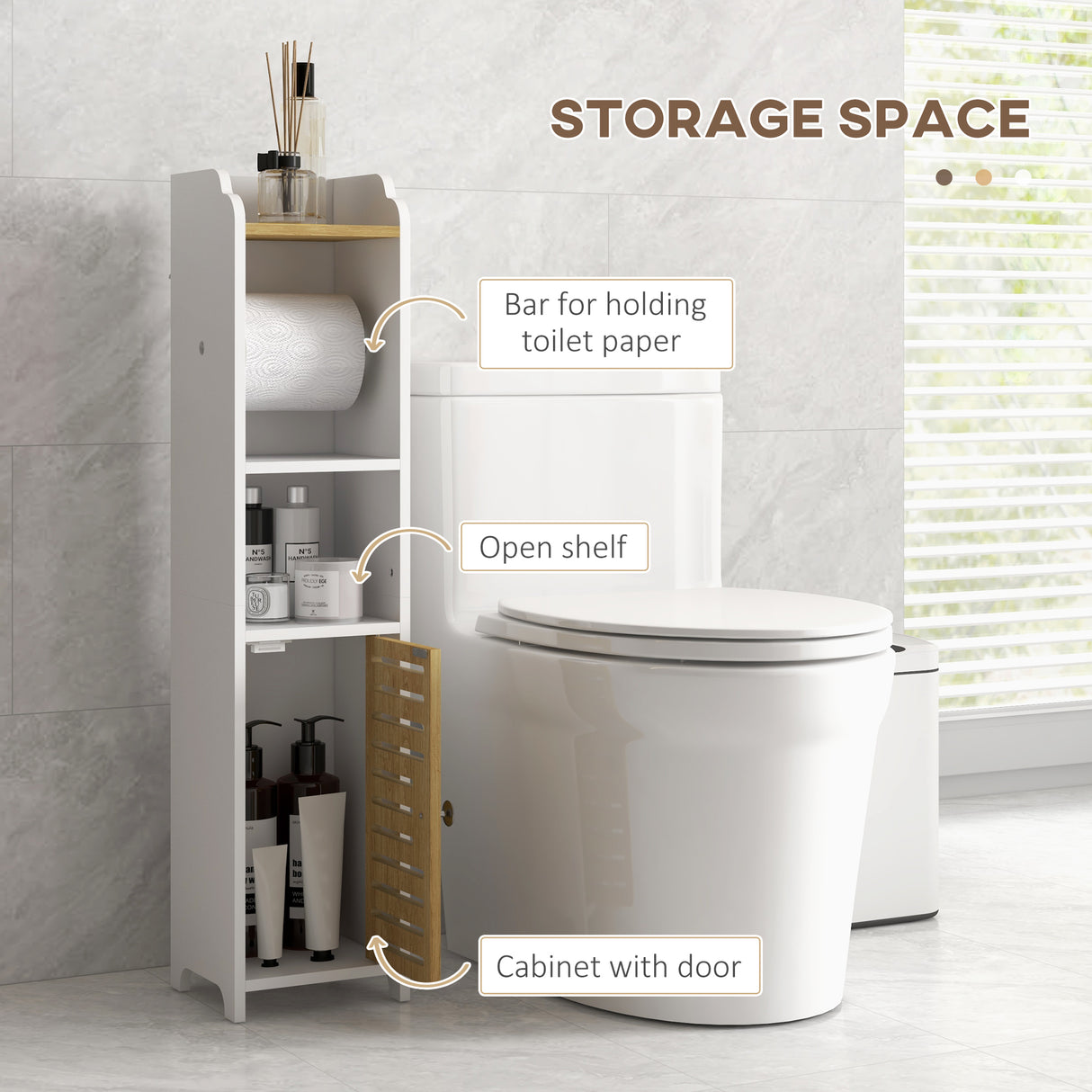 easycomfort easycomfort mobiletto bagno salvaspazio moderno con ripiani e armadietto in truciolato superficie in melamina18x20x90cm bianco