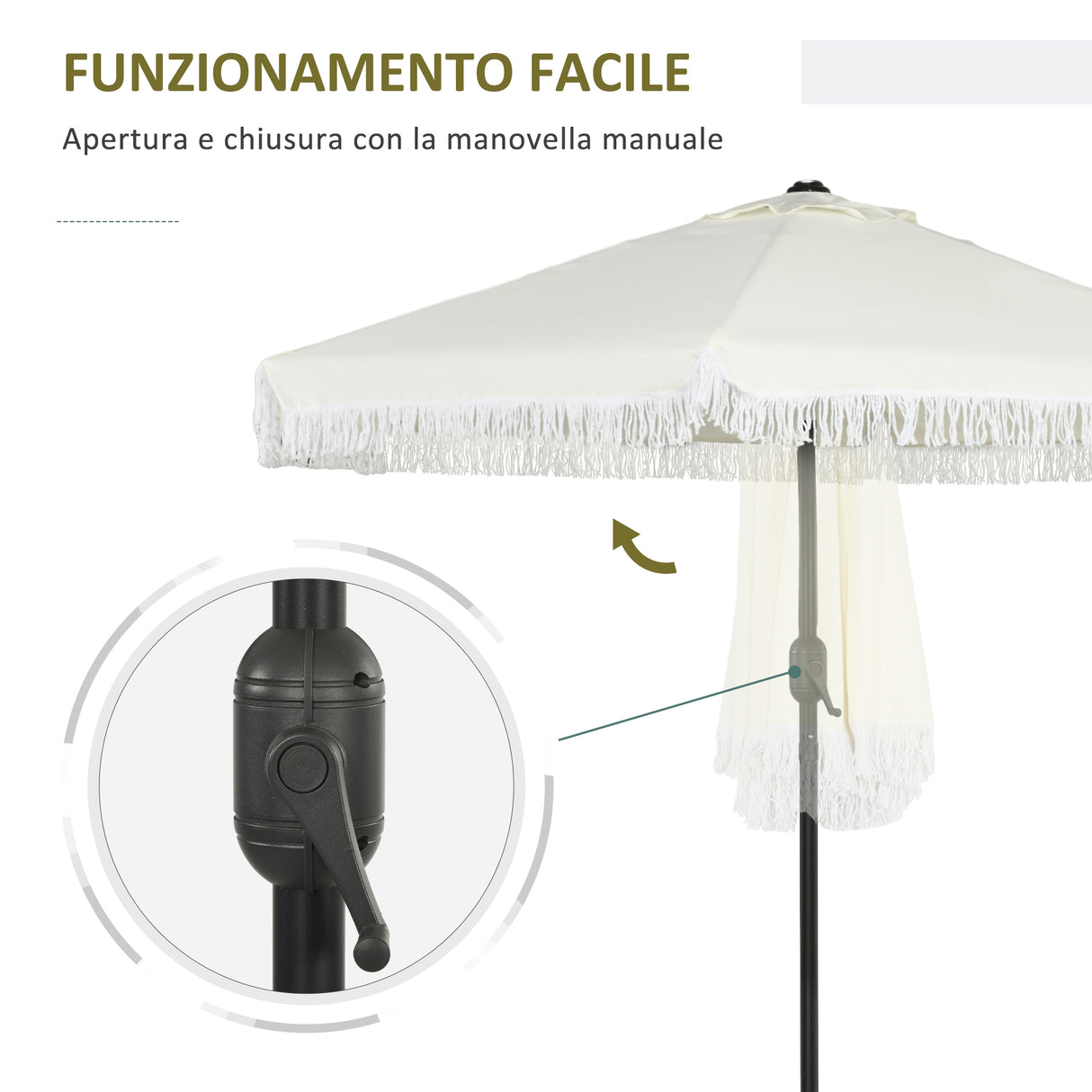 easycomfort easycomfort ombrellone da giardino 2 3x2 2m inclinabile con palo centrale e manovella crema