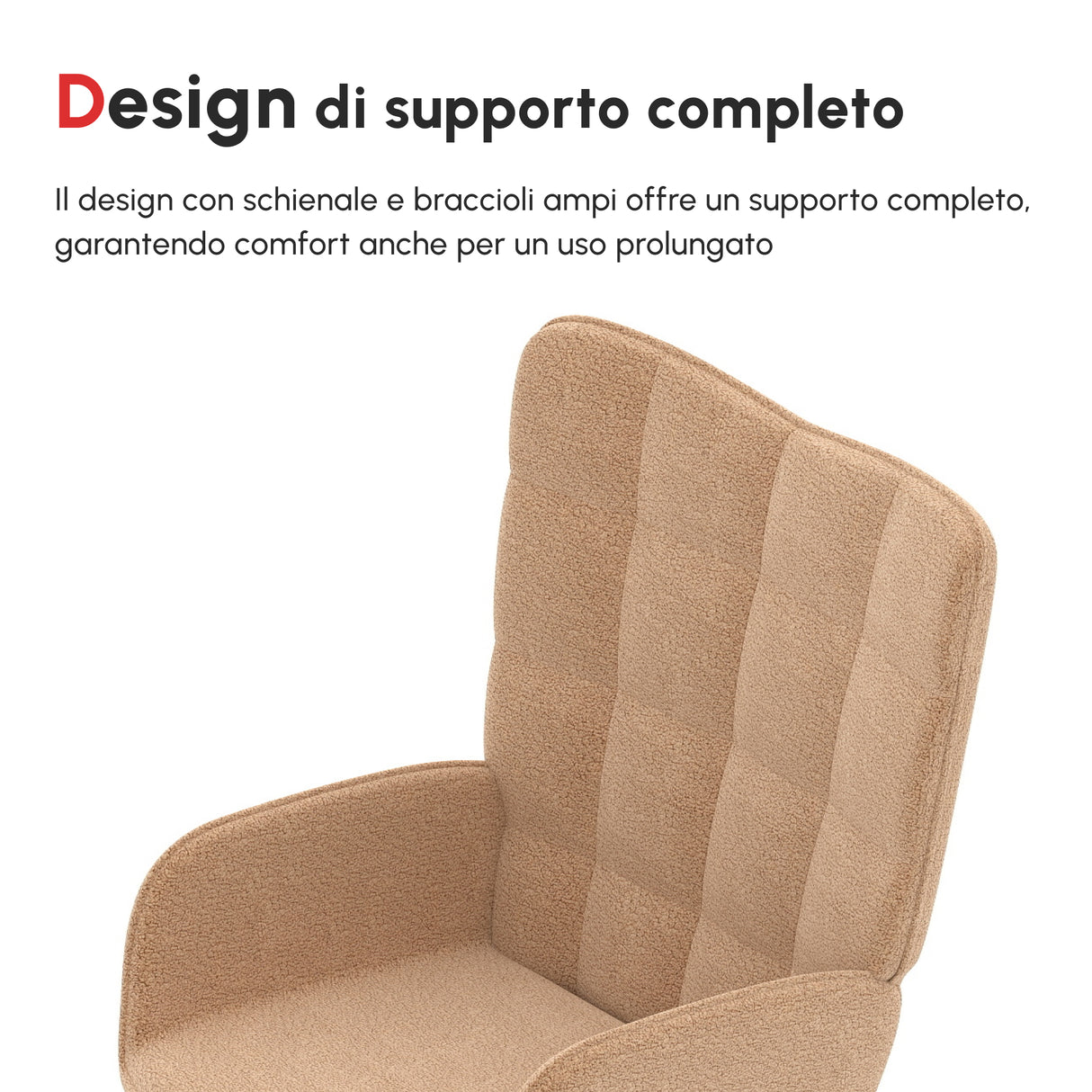 easycomfort easycomfort poltrona a dondolo imbottita in legno e acciaio con rivestimento boucle 71x98x101 cm marrone