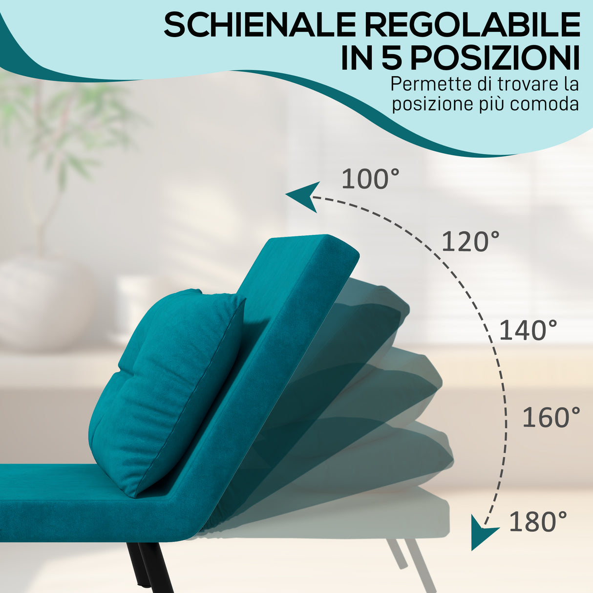 easycomfort easycomfort poltrona letto 3 in 1 con schienale reclinabile in 5 posizioni e cuscino 63x73x81 cm blu scuro