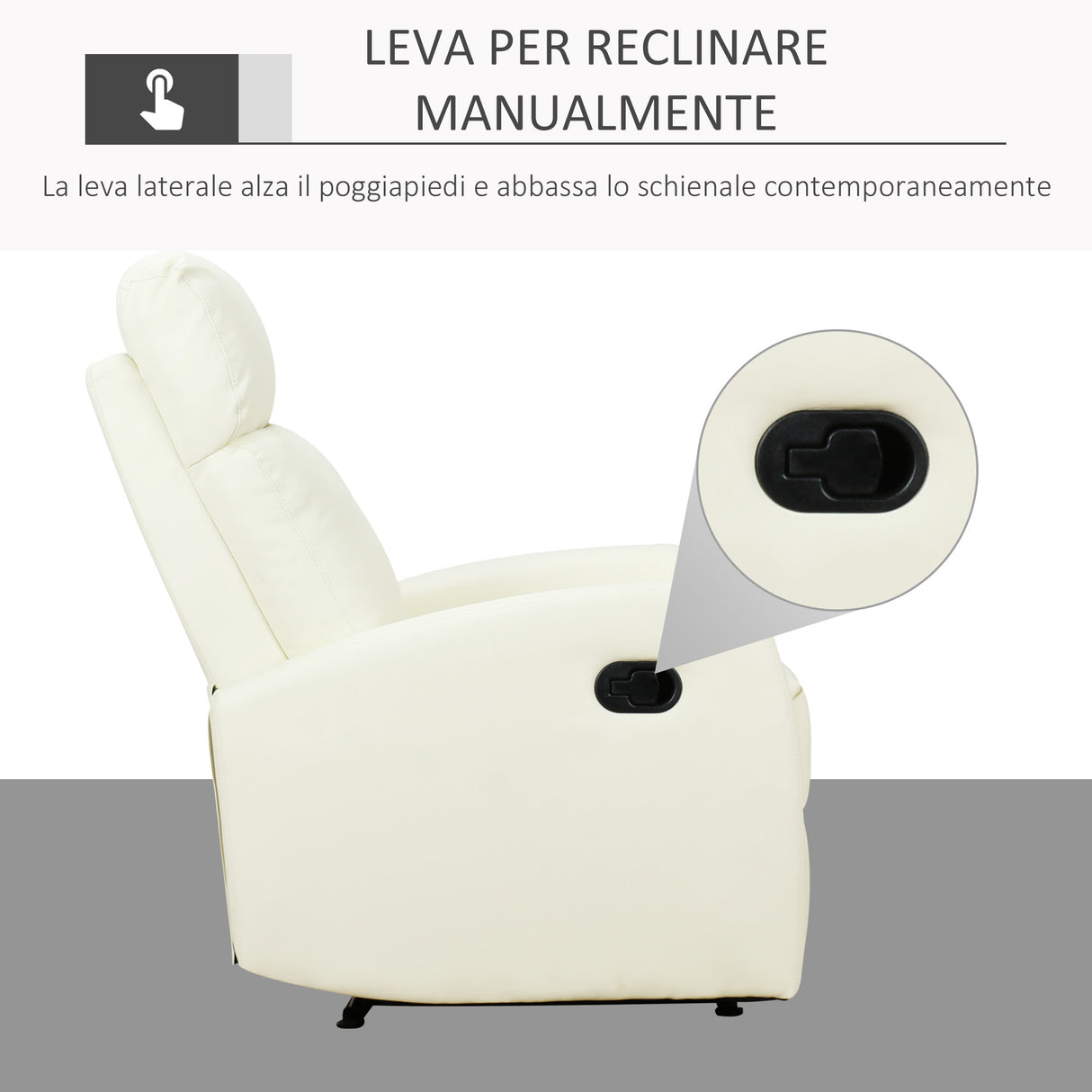 easycomfort easycomfort poltrona relax reclinabile 165 con poggiapiedi regolabile ergonomica in pelle pu 65 92 100cm crema ean 8055776911489