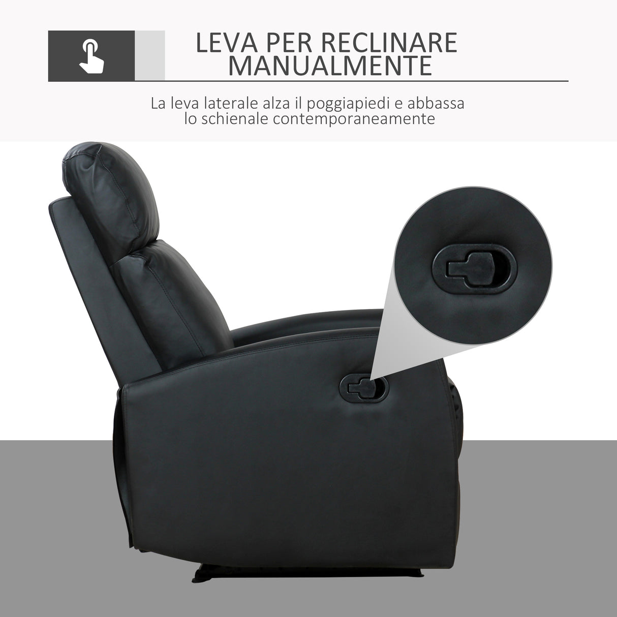 easycomfort easycomfort poltrona relax reclinabile regolabile ed ergonomica in pelle pu con imbottitura per casa e ufficio 65x92x100 cm nera ean 8054144137315