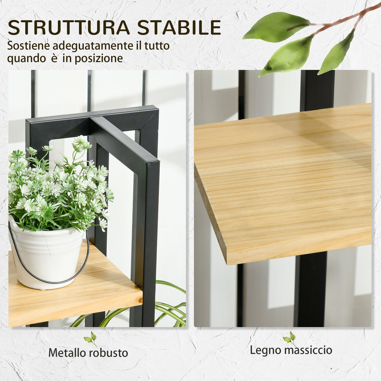 easycomfort easycomfort portapiante a 4 ripiani dallo stile industriale in legno di abete e metallo 45x25x110 cm nero e color legno