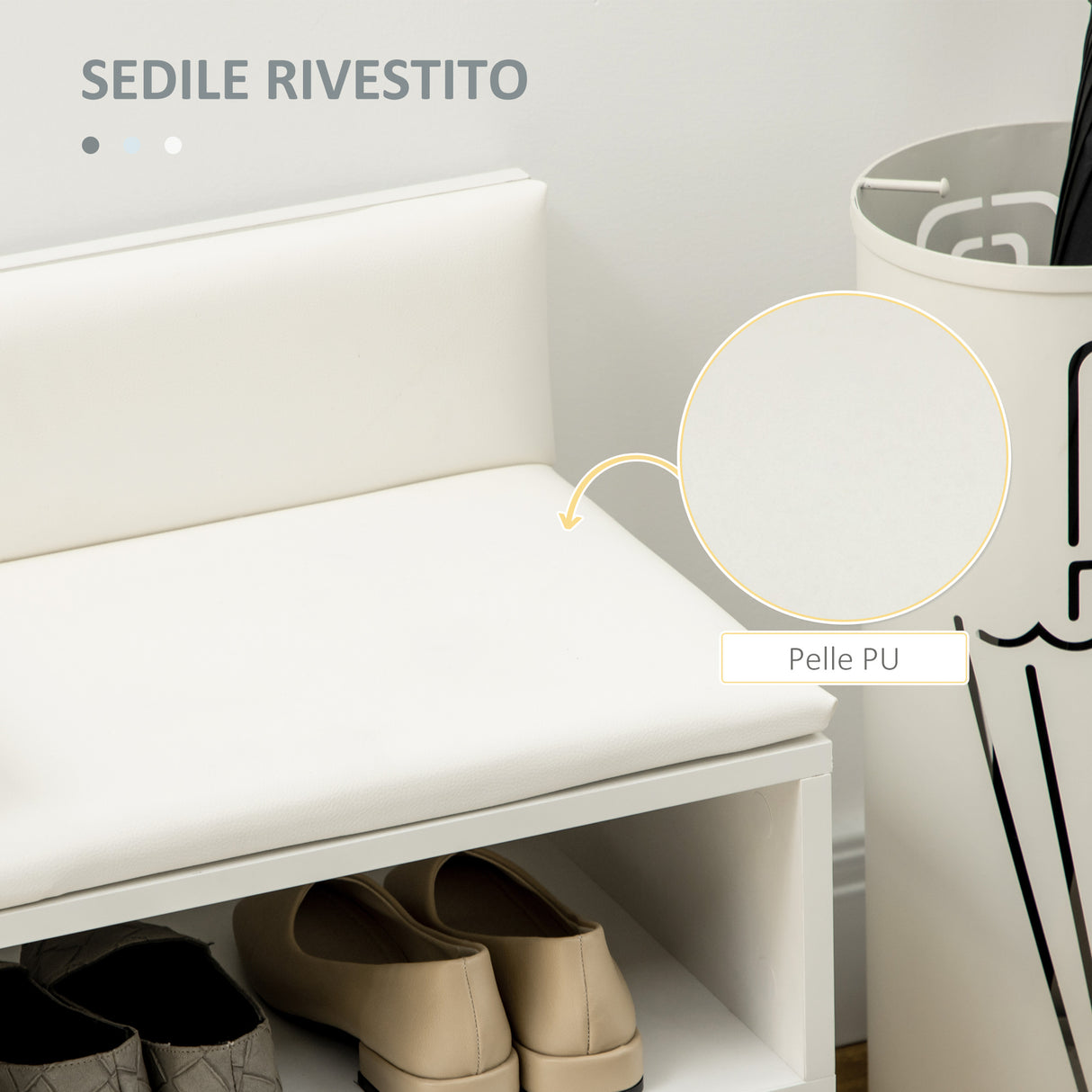 easycomfort easycomfort scarpiera da ingresso con seduta imbottita e armadietto per 4 paia di scarpe 80x33x49cm bianco