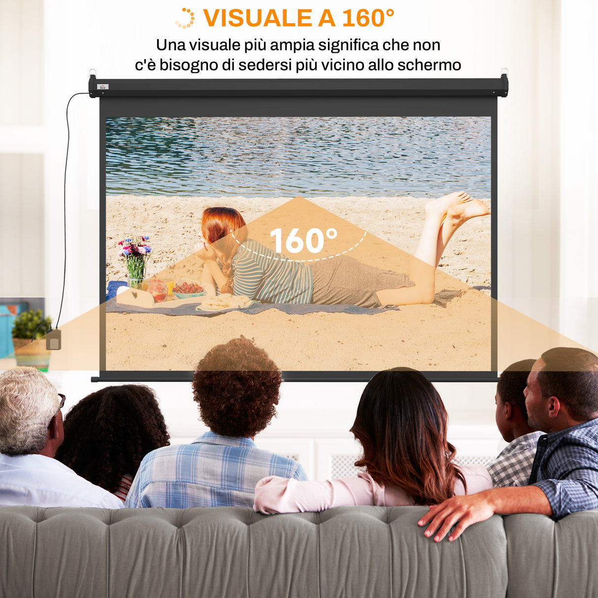 easycomfort easycomfort schermo per proiettore 89 formato 43 regolabile con telecomando 171x130cm nero