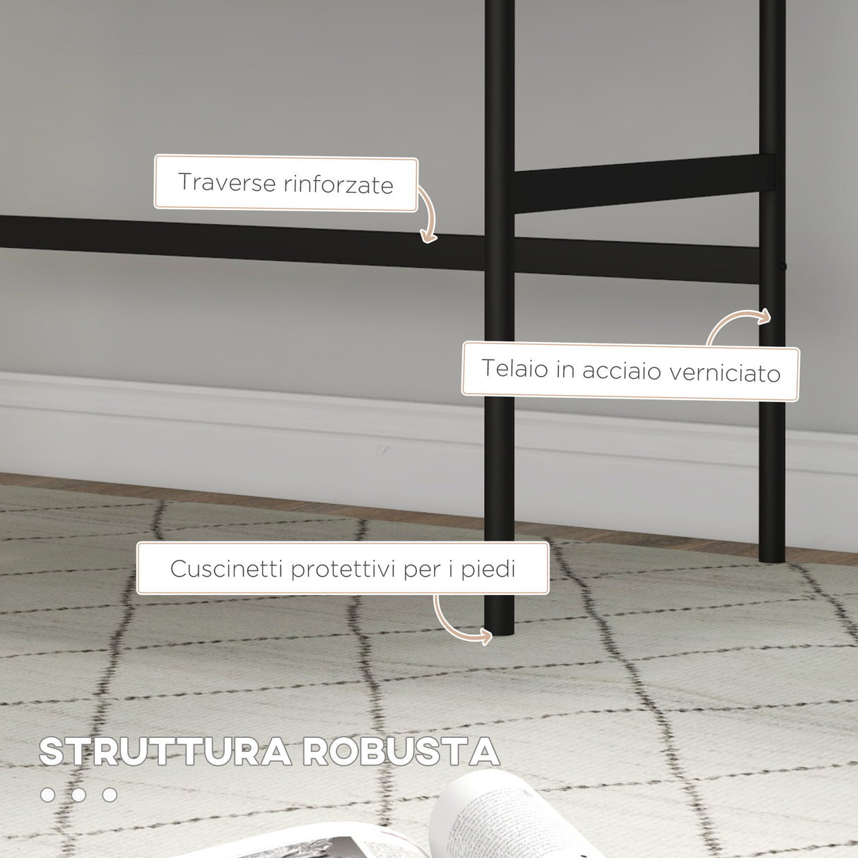 easycomfort easycomfort scrivania da ufficio moderna con 2 cassetti in acciaio e mdf 106x50x77 cm nero e rovere