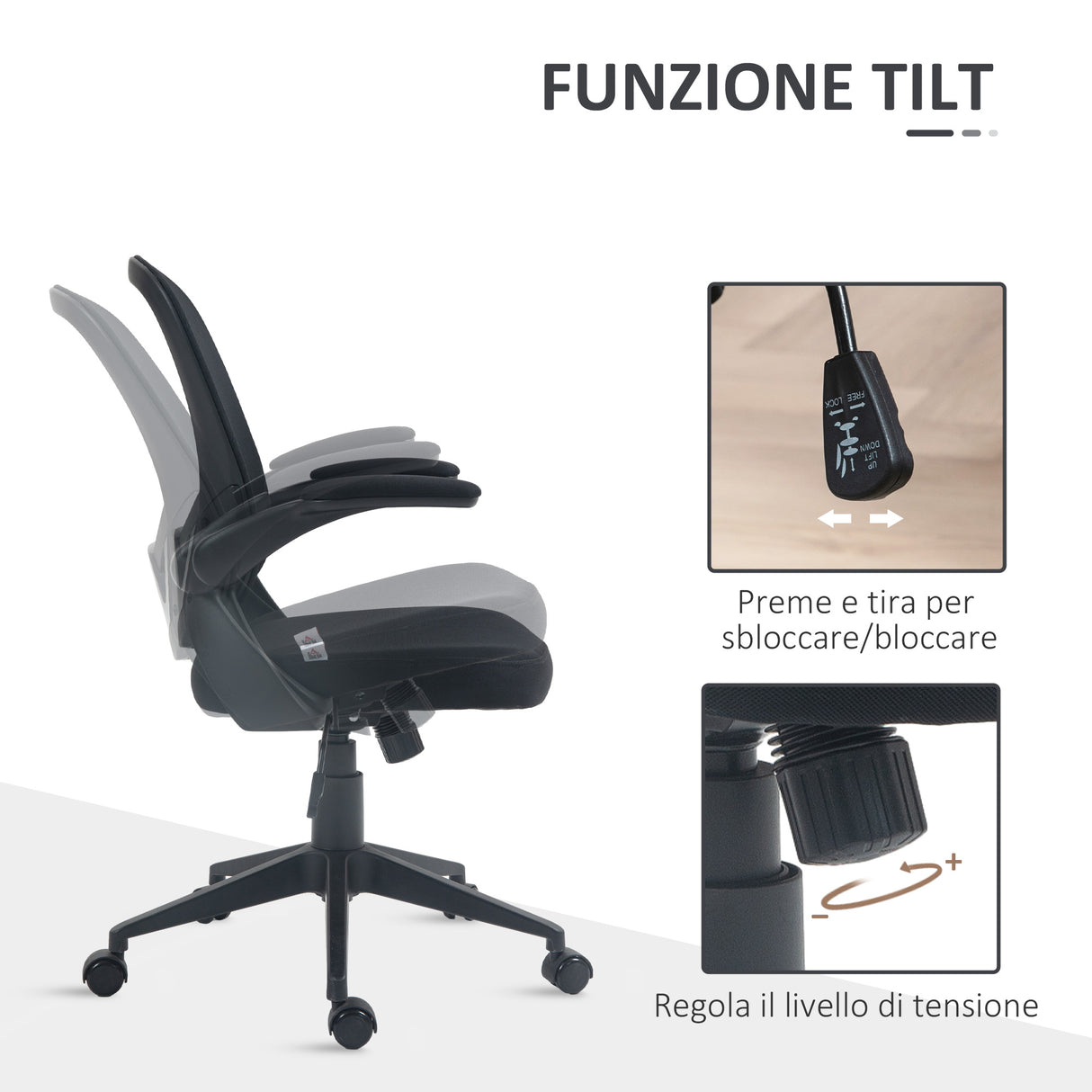 easycomfort easycomfort sedia da ufficio ergonomica con altezza regolabile braccioli ribaltabili e tessuto a rete nero