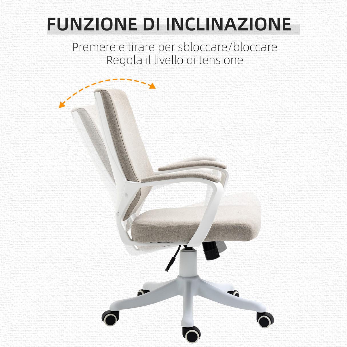 easycomfort easycomfort sedia da ufficio ergonomica con altezza regolabile e funzione dondolo 62x69x92 100cm beige