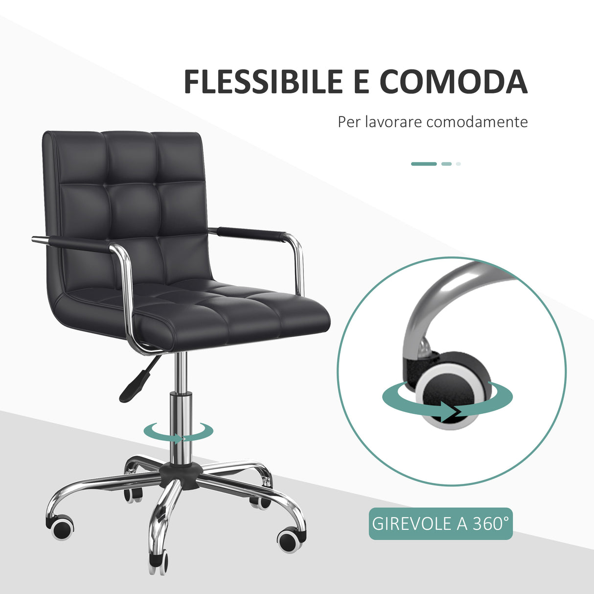 easycomfort easycomfort sedia da ufficio ergonomica in pelle pu nero sedia da studio con 5 ruote girevoli imbottitura e altezza regolabile 52 5x54x84 99cm ean 8054144135267
