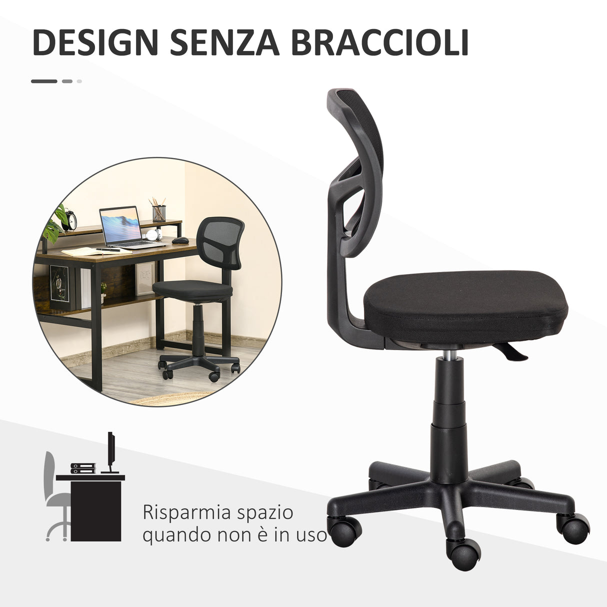 easycomfort easycomfort sedia da ufficio ergonomica in rete senza braccioli e regolabile in altezza nero