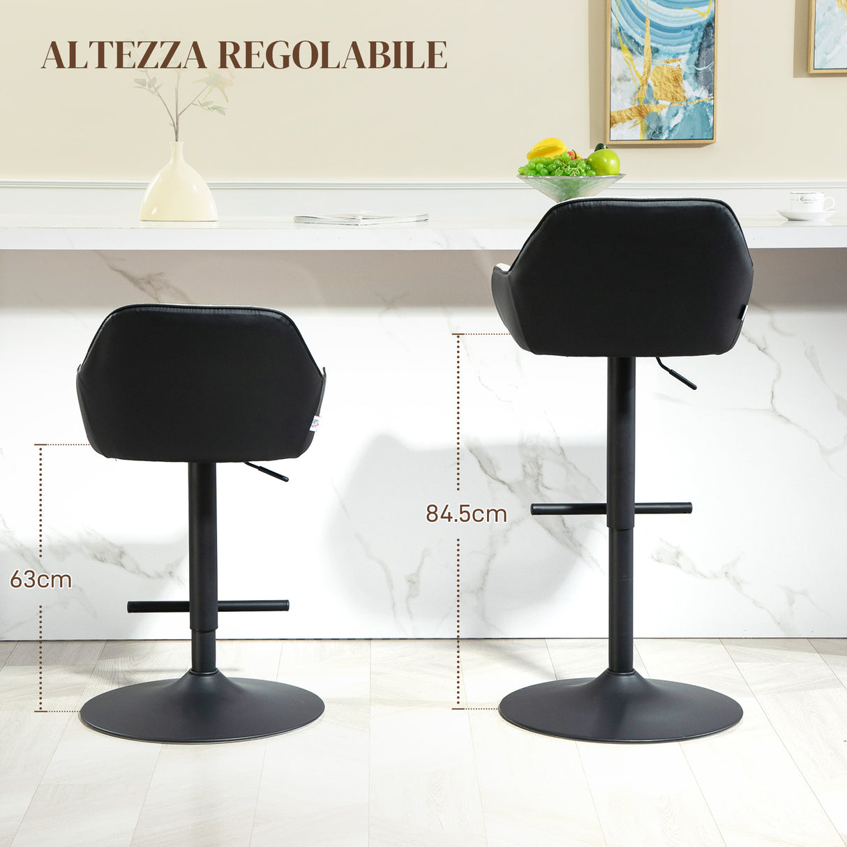 easycomfort easycomfort set 2 sgabelli imbottiti ad altezza regolabile con schienale e braccioli 52 5x53x86 5 108 cm nero grigio chiaro