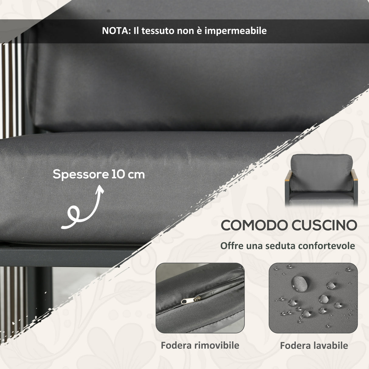 easycomfort easycomfort set da giardino 3 pezzi in rattan e acciaio con 2 sedie 66x68x68 cm e tavolino da caffe 45x45x44 cm