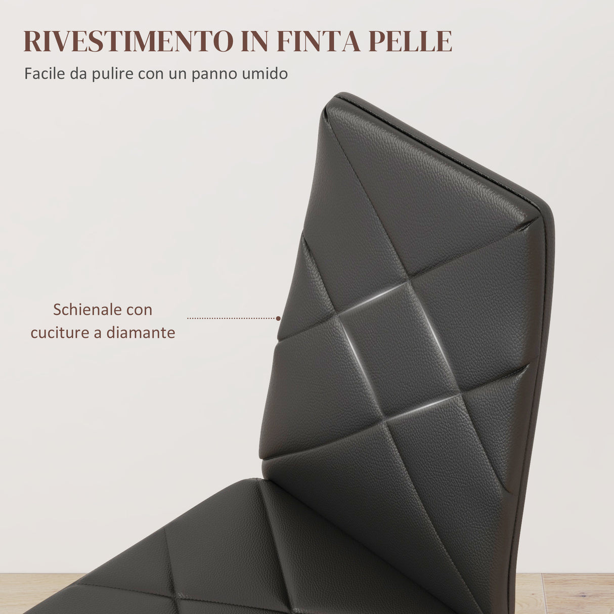 easycomfort easycomfort set di 2 sedie da pranzo moderne con schienale alto in finta pelle e acciaio 41x50x97 cm nero