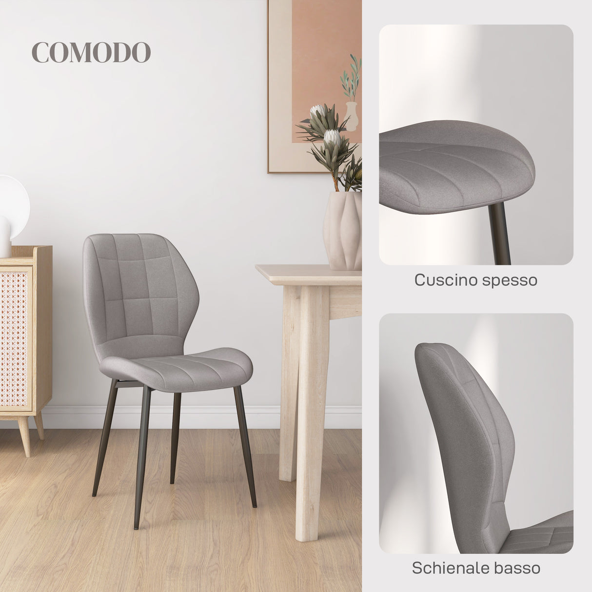 easycomfort easycomfort set di 4 sedie da pranzo moderne per cucina e soggiorno con rivestimento in flanella grigio
