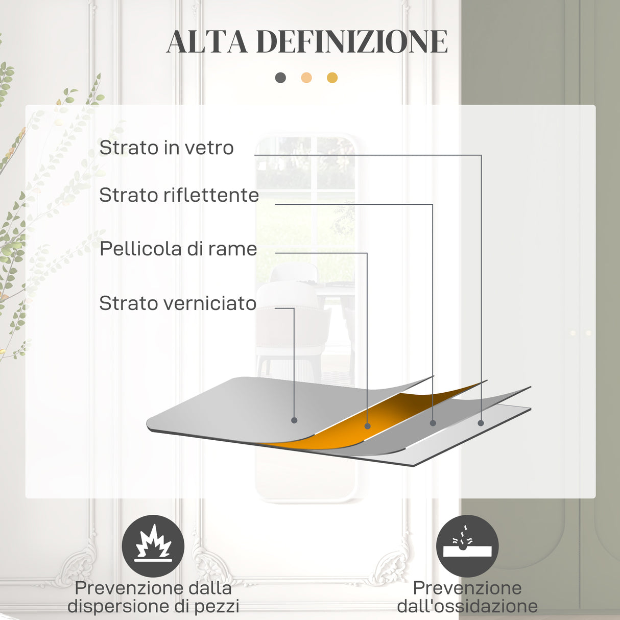 easycomfort easycomfort specchio verticale da parete o da terra con bordi arrotondati in mdf e vetro 120x35 cm bianco