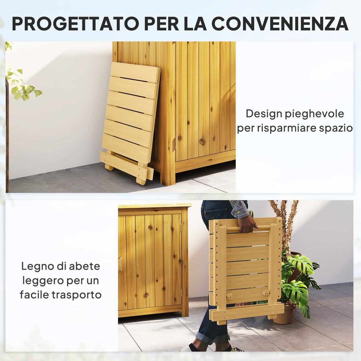 easycomfort easycomfort tavolino da esterno pieghevole in legno con piano a doghe 40x43x40 cm legno naturale