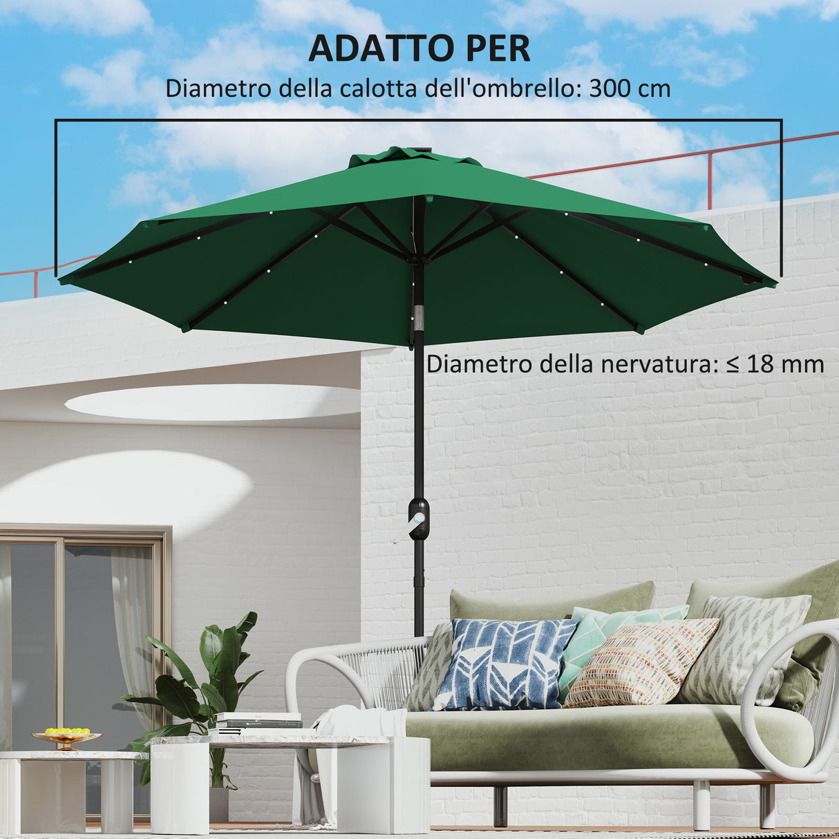 easycomfort easycomfort telo di ricambio per ombrellone da 3 m a 8 stecche poliestere anti uv 50 verde