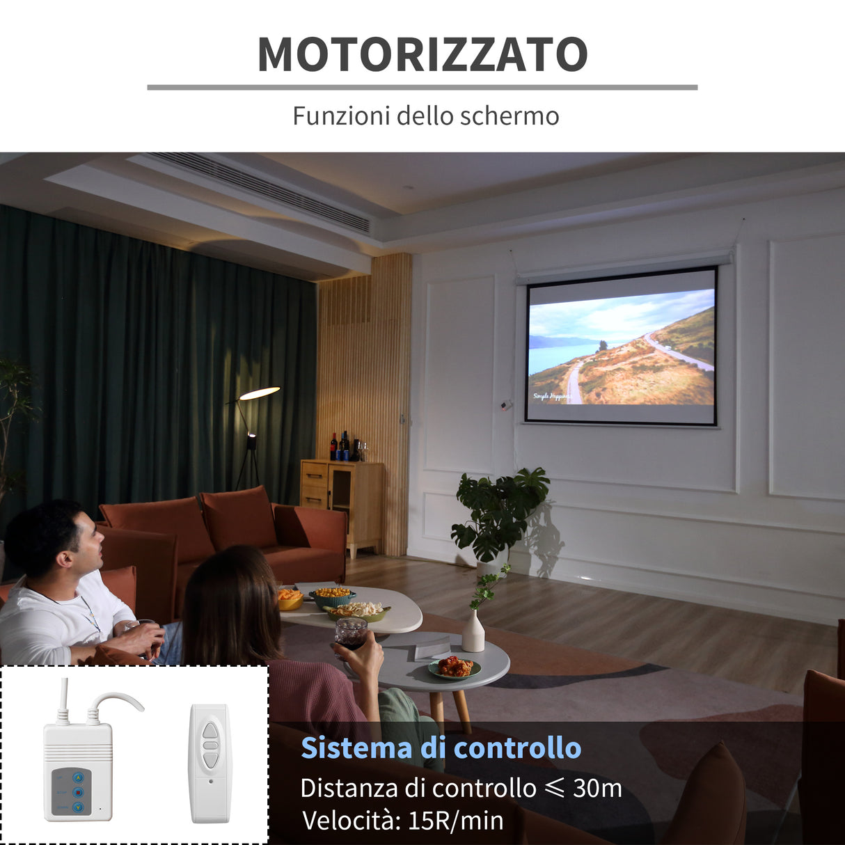 easycomfort easycomfort telo proiettore 84 formato 43 con telecomando in tessuto plastico e metallo 171x130 cm bianco ean 8054111847995