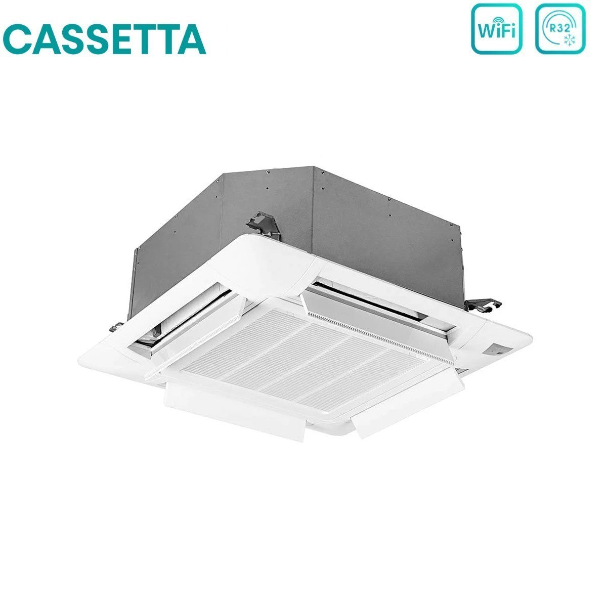 climatizzatore condizionatore hisense dual split inverter a cassetta 9_12 con 2amw42u4rgc r 32 wi fi optional 9000_12000 con telecomando e pannello incluso