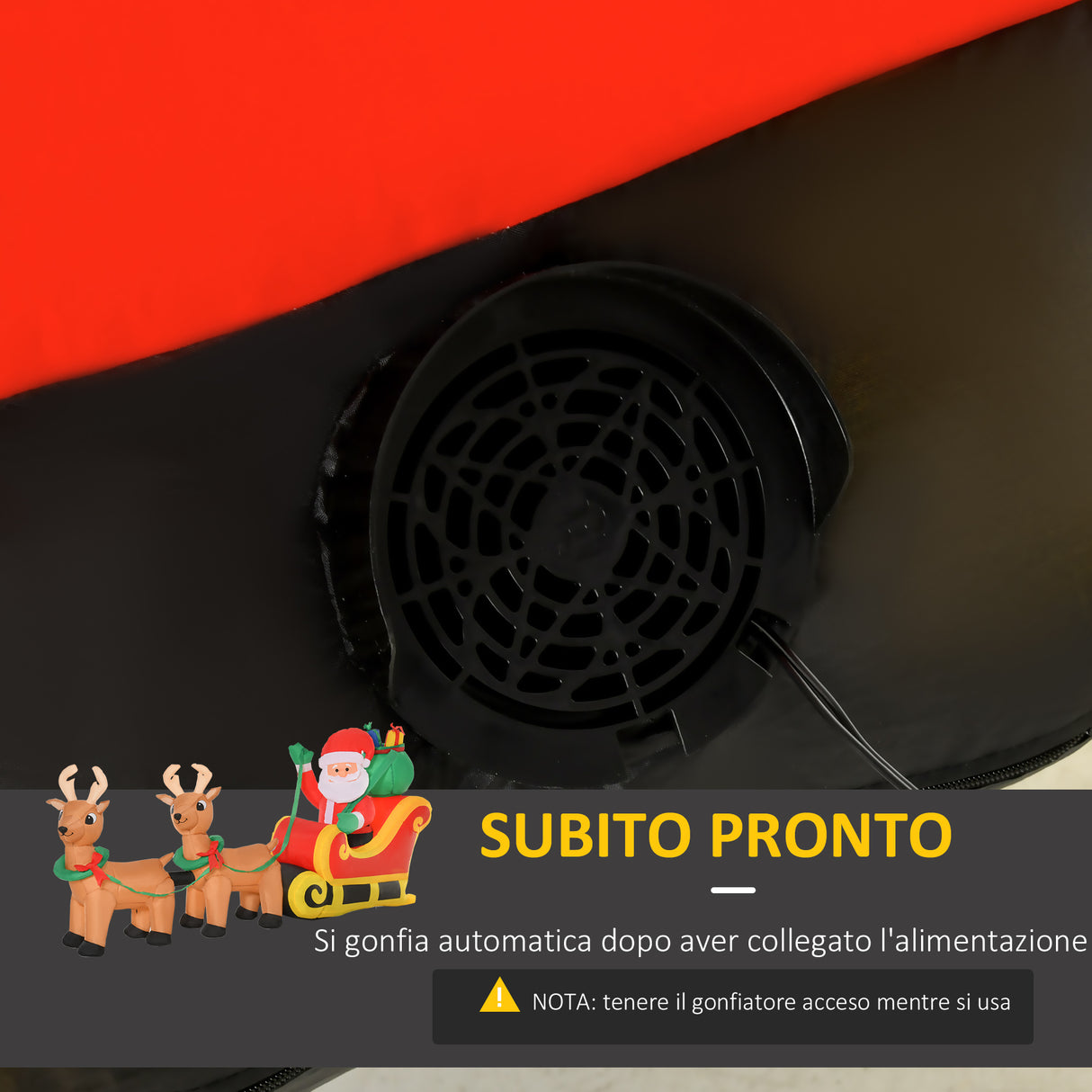 easycomfort easycomfort babbo natale gonfiabile con slitta e 2 renne addobbi di natale in tessuto poliestere impermeabile con luci a led 240x57x112cm