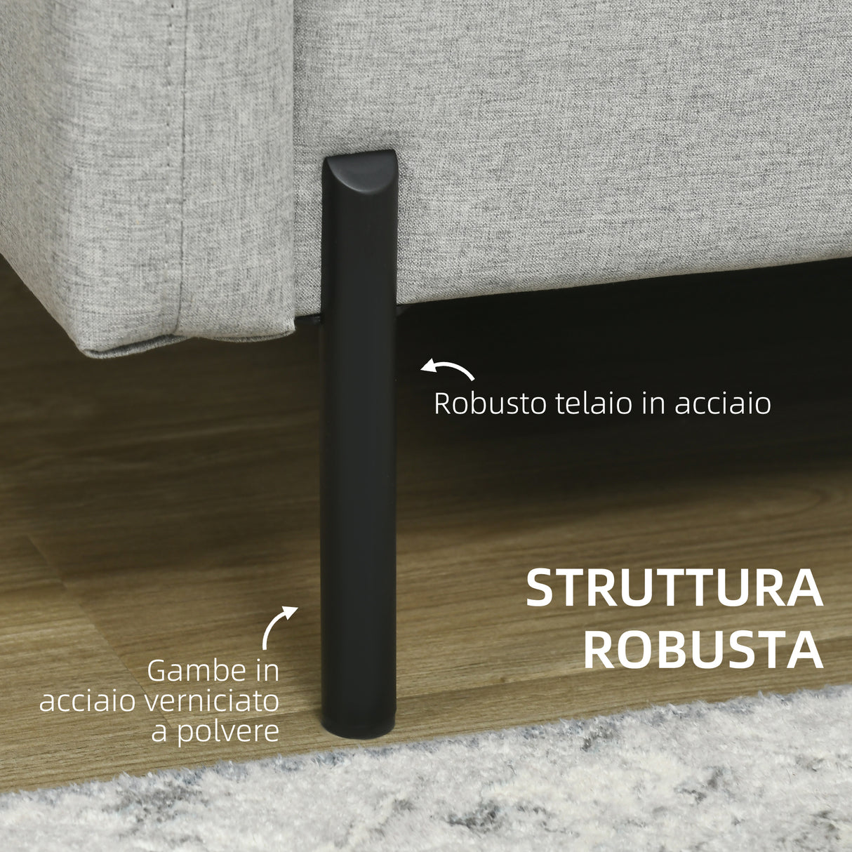 easycomfort easycomfort divano 2 posti per soggiorno in tessuto effetto lino e acciaio con tasche laterali 143x73x77cm grigio