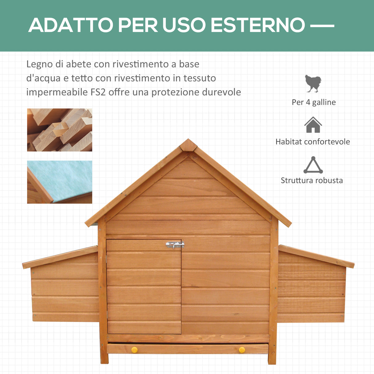 easycomfort easycomfort gabbia per galline in legno con tetto impermeabile pollaio prefabbricato da esterno 160x98 5x107cm