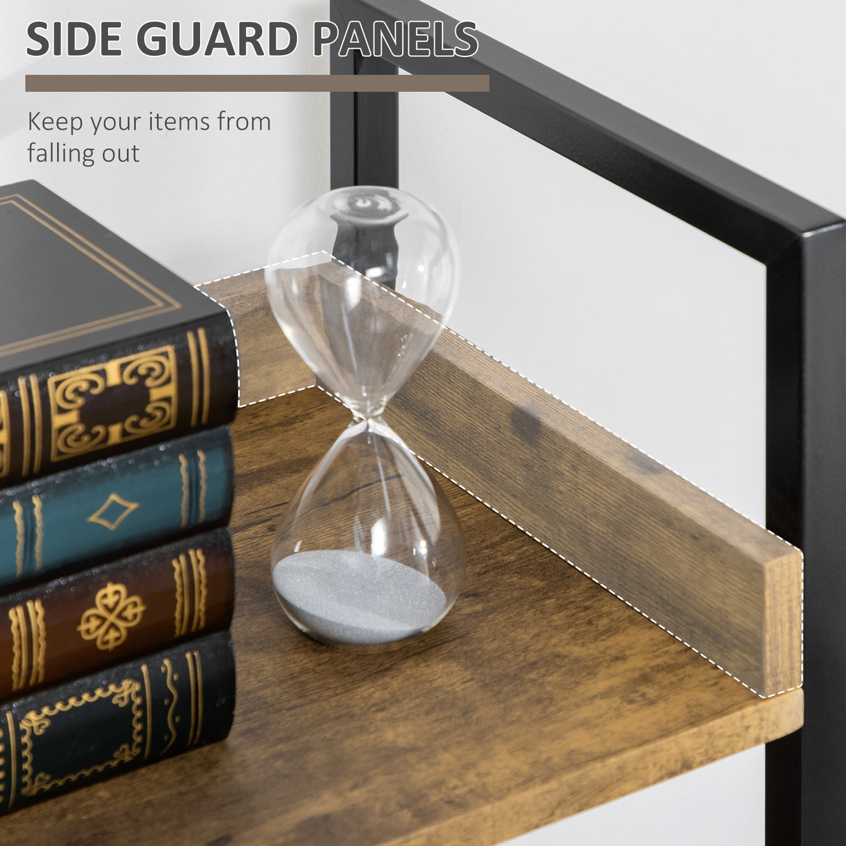 easycomfort easycomfort libreria stile industriale a 5 ripiani in legno e metallo 48x30x155cm marrone rustico