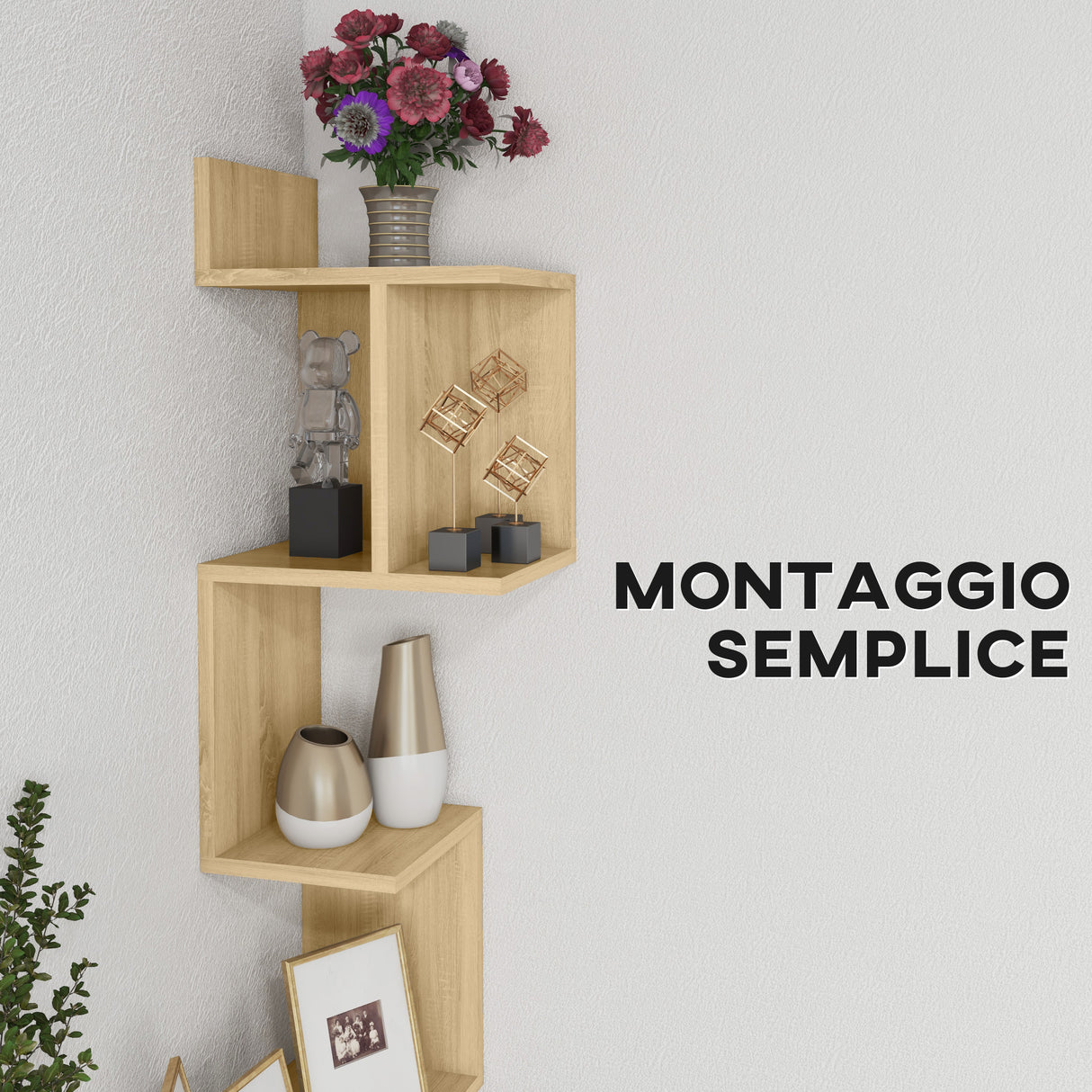 easycomfort easycomfort mensola portaoggetti in mdf con ripiani aperti per soggiorno e camera da letto 80x20x128 5 cm rovere
