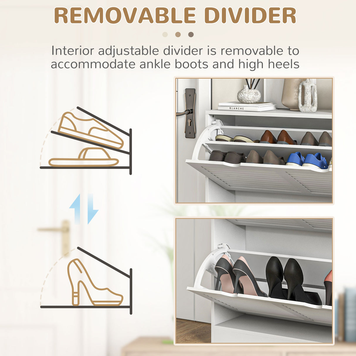 easycomfort easycomfort mobile scarpiera salvaspazio in legno per 16 paia di scarpe con 2 ante a ribalta 81 5x25x83cm bianco