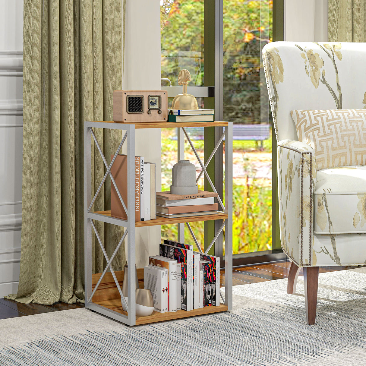 easycomfort easycomfort mobiletto scaffale per soggiorno cucina bagno 3 ripiani salvaspazio legno 40x35x72 5cm ean 8054111845403