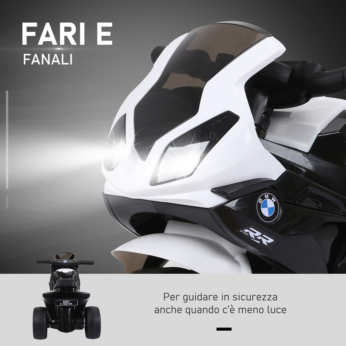 easycomfort easycomfort moto elettrica per bambini max 20kg con licenza bmw macchina elettrica con 3 ruote batteria ricaricabile 6v bianco nera 66x37x44cm