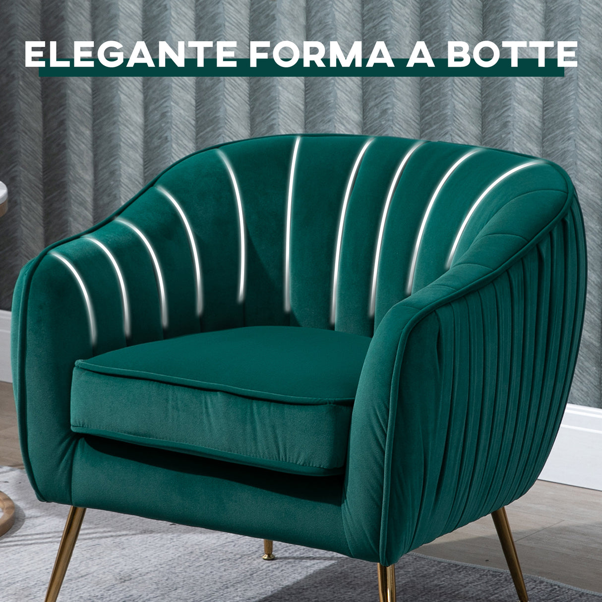 easycomfort easycomfort poltrona da salotto imbottita con braccioli e schienale design moderno gambe in metallo 71x72x73 cm verde ean 8055776915777