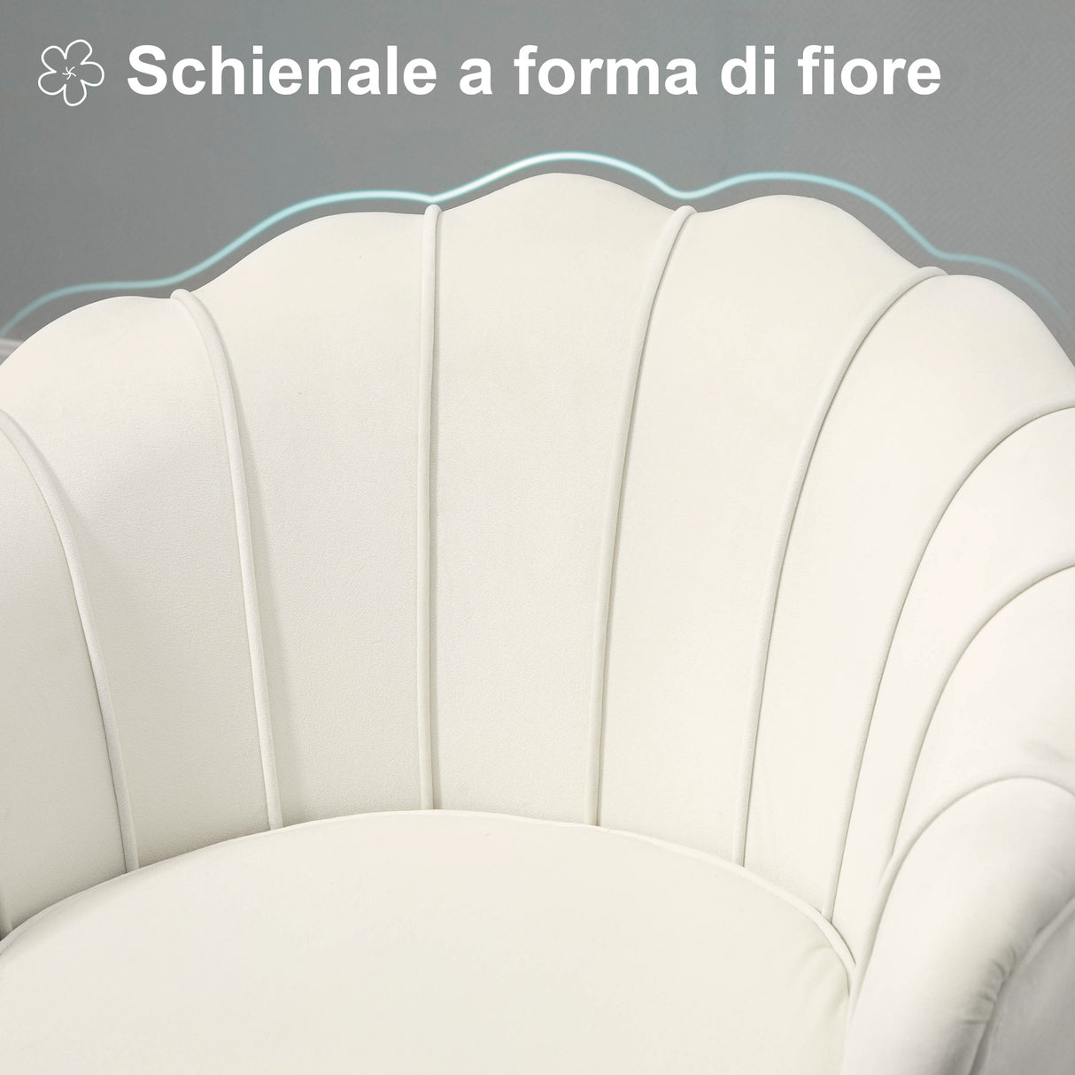 easycomfort easycomfort poltrona di design stile vintage imbottita in velluto 79x77x77cm crema