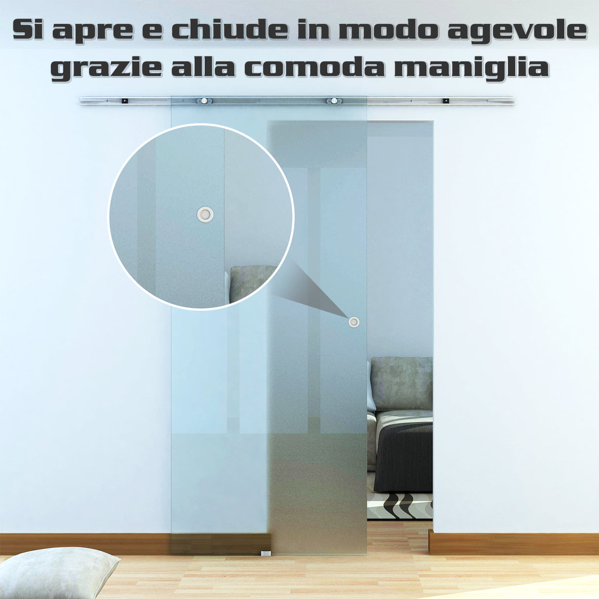 easycomfort easycomfort porte scorrevoli in vetro satinato da interni con binario b3 in alluminio per bagno cucina studio 205x90x08cm ean 8055776911267