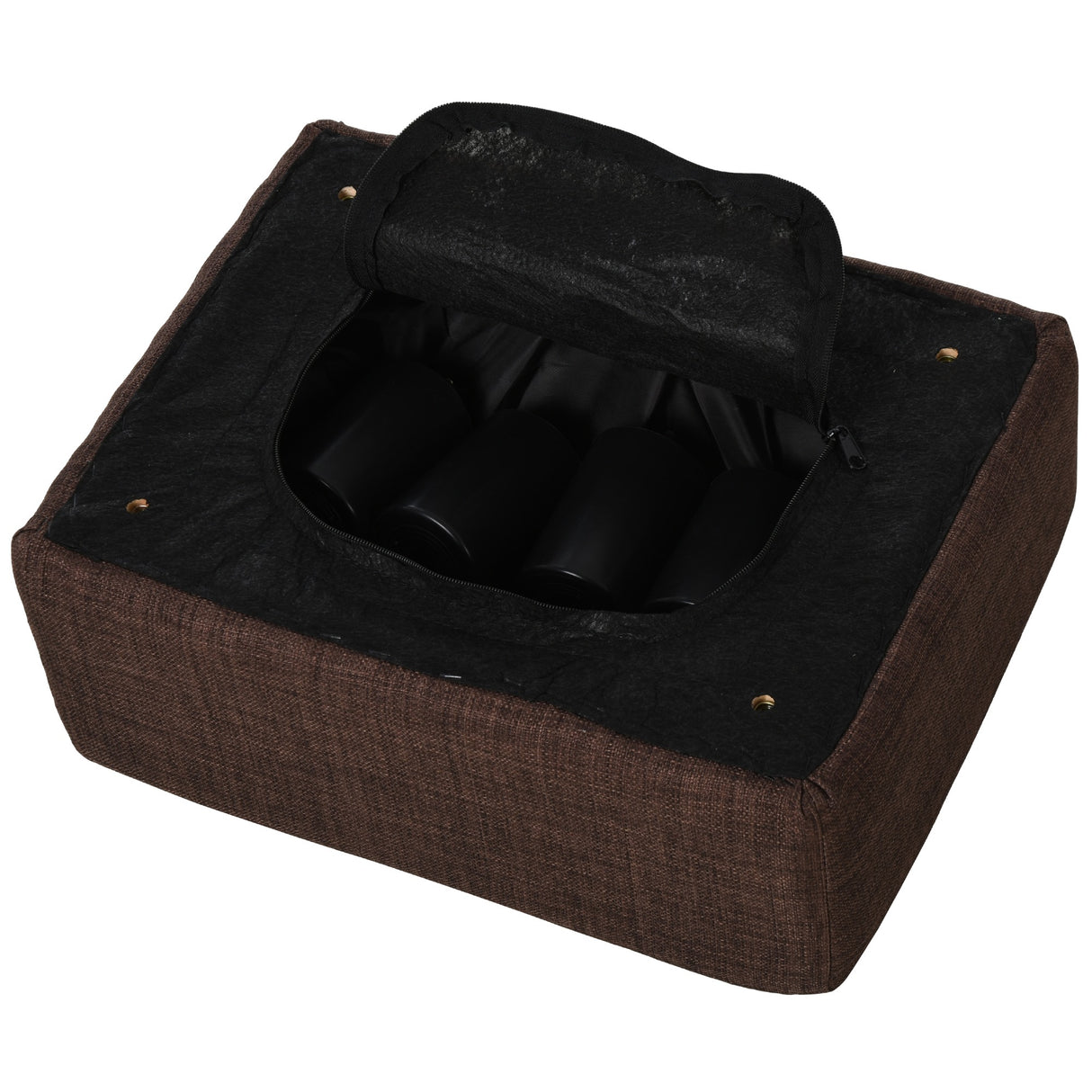 easycomfort easycomfort pouf poggiapiedi in tessuto effetto lino imbottito 40x30x24cm marrone scuro