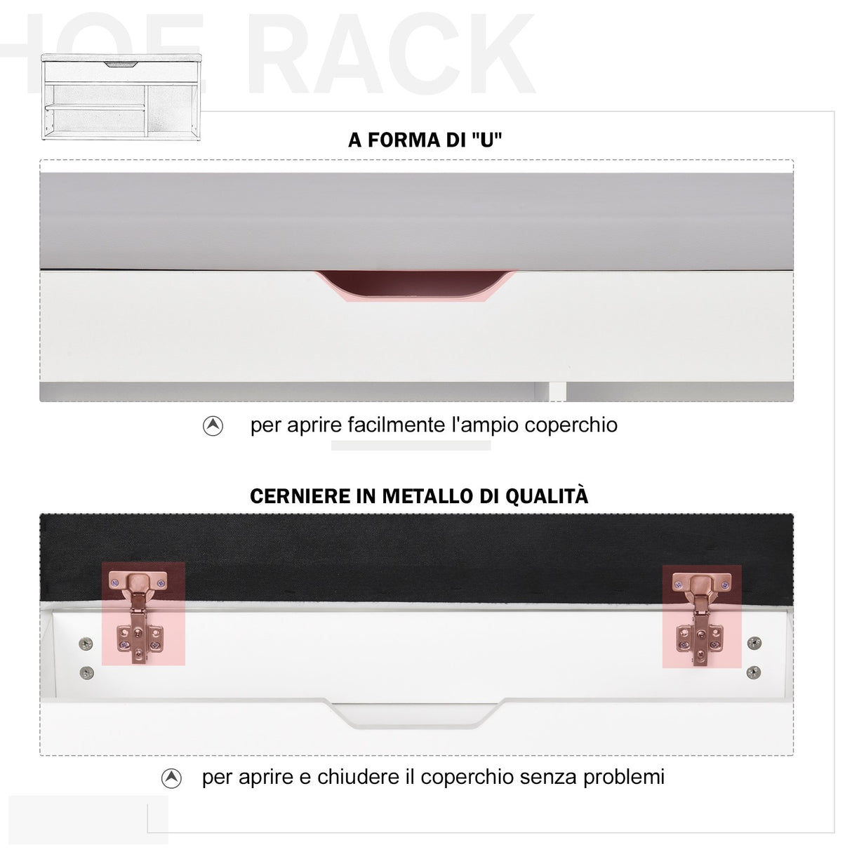easycomfort easycomfort scarpiera salvaspazio da ingresso imbottita mobile da ingresso con scarpiera con 3 scomparti seduta in pelle pu per soggiorno e corridoio 80x30x43 cm bianco ean 8054111849661