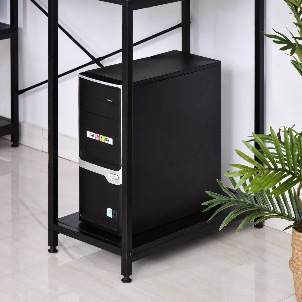 easycomfort easycomfort scrivania per computer con ripiani per monitor e cpu scrivania da ufficio per casa studio e lavoro nera 140 x 60 x 93cm ean 8054144131405