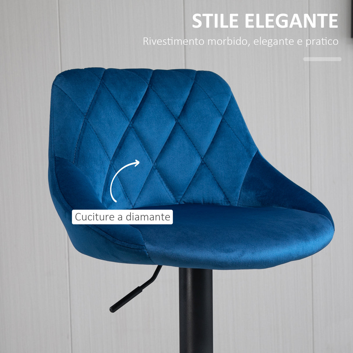 easycomfort easycomfort set 2 sgabelli da bar altezza regolabile con base in metallo e seduta in velluto sgabelli moderni con schienale e poggiapiedi 46x48x83 104cm blu