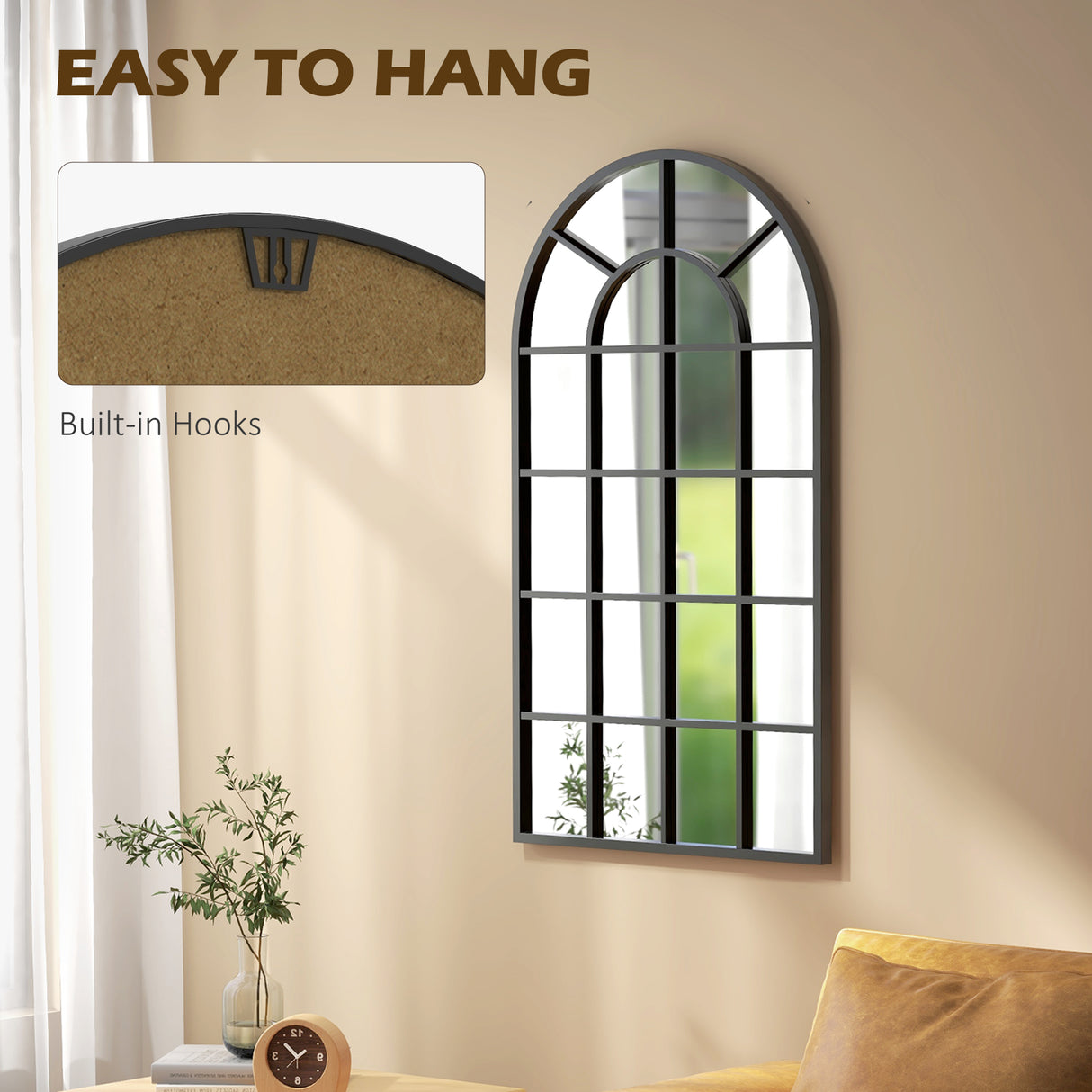 easycomfort easycomfort specchio ad arco per casa e ufficio con montaggio a parete in vetro e metallo 62x2 5x110 cm nero