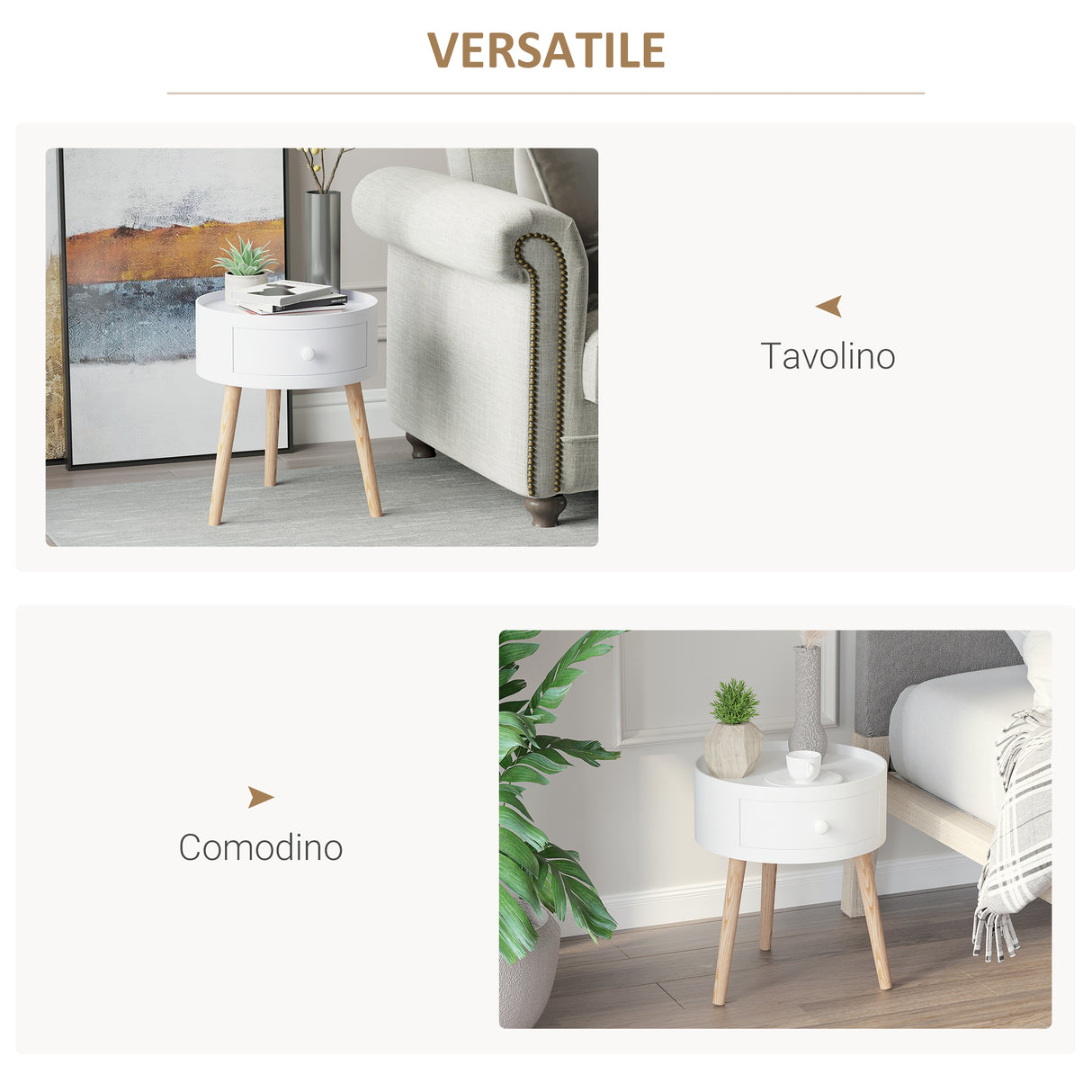 easycomfort easycomfort tavolino da salotto moderno in legno tavolino rotondo con cassetto tavolino da caffe per soggiorno e camera bianco ean 8054111846318