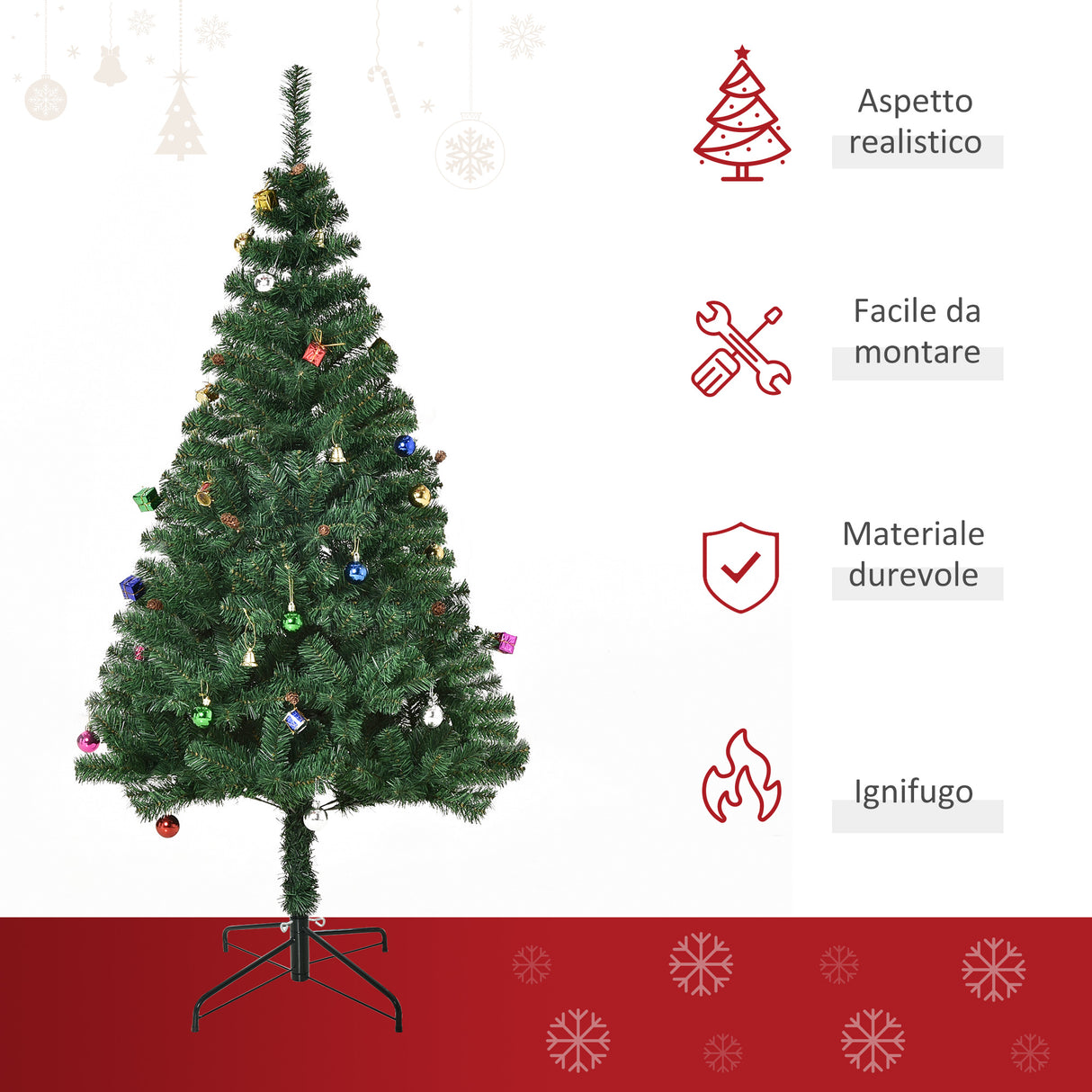 easycomfort easycomfort albero di natale 150cm con 420 rami in pvc ignifughi albero di natale con decorazioni e rami folti verde