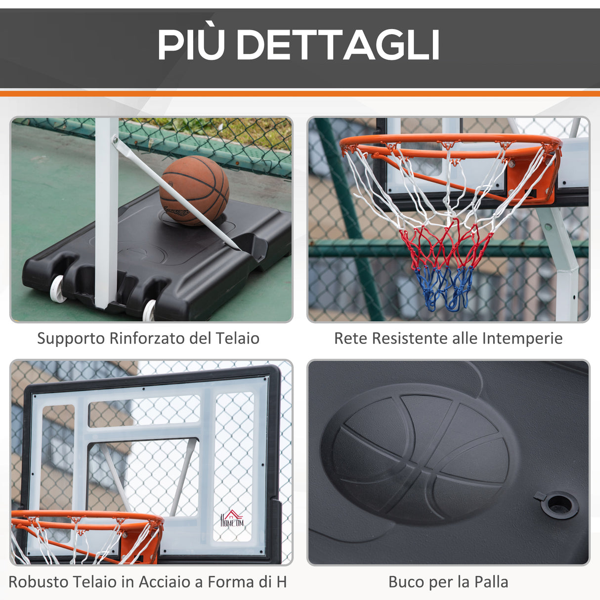 easycomfort easycomfort canestro basket per adulti con tabellone in pvc regolabile 210 260cm ruote integrate bianco