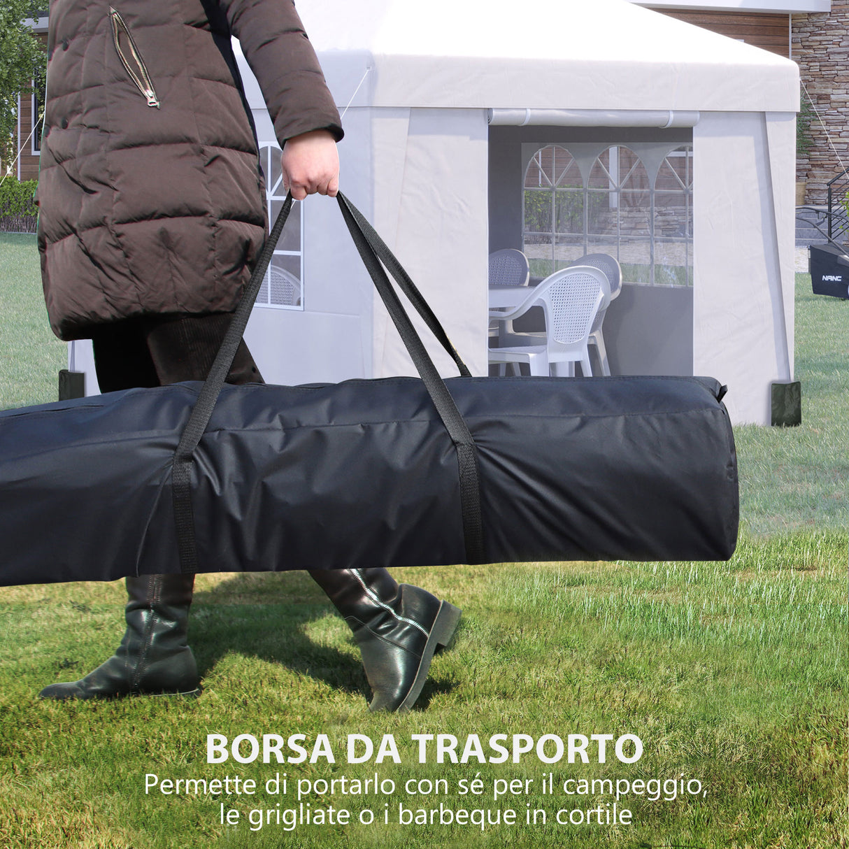 easycomfort easycomfort gazebo pieghevole 3x3 m con altezza regolabile con design pop up e finestre bianco