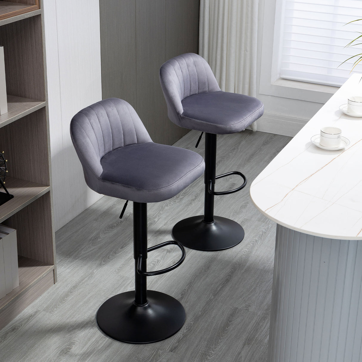easycomfort easycomfort set 2 sgabelli da bar con schienale e poggiapiedi girevoli con altezza regolabile grigio